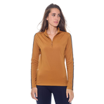 Harcour - Warm poloshirt lange mouwen dames Pistach golden yellow | - Ohlala