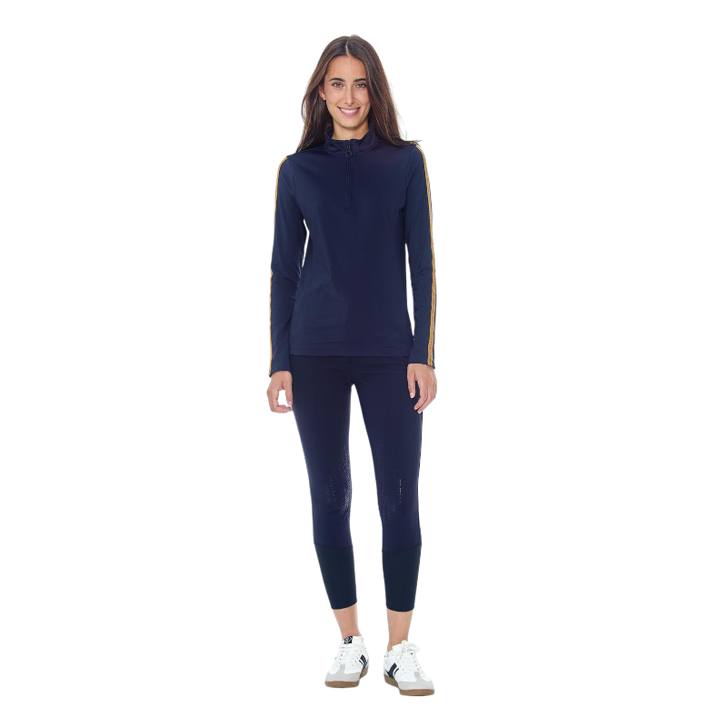 Harcour - Polo manches longues chaud femme Pistach marine | - Ohlala