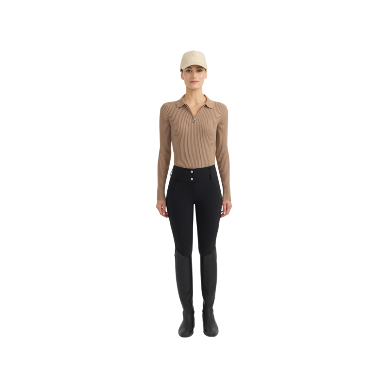 Harcour - Polo manches longues femme Celeste moka