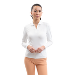 Harcour - Dames polo lange mouwen Pepite blanc | - Ohlala