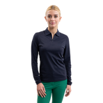 Harcour - Dames polo lange mouwen Pepite marine | - Ohlala