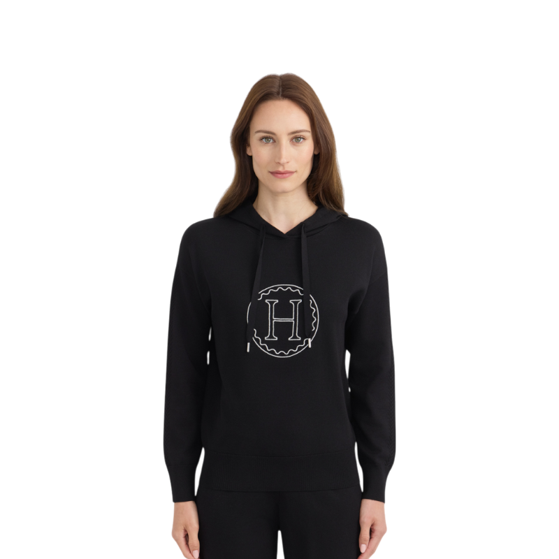 Harcour - Pull à capuche manches longues femme Capucine noir