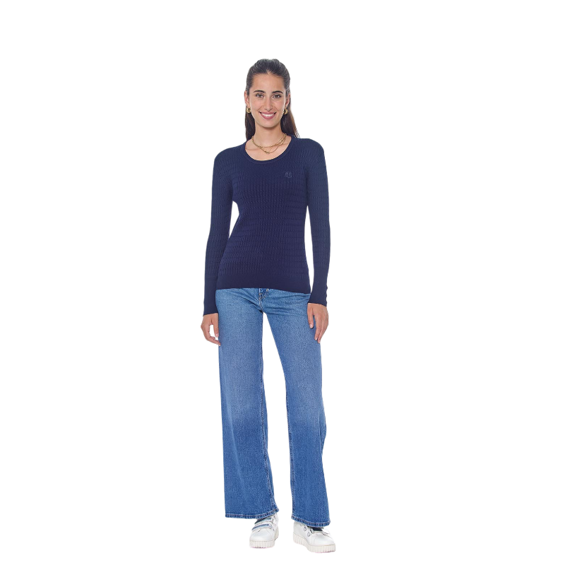 Harcour - Pull manches longues femme Pompadou marine | - Ohlala