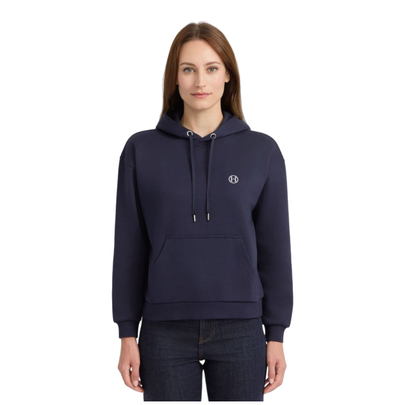 Harcour - Sweat manches longues femme Coeur Octobre Rose marine