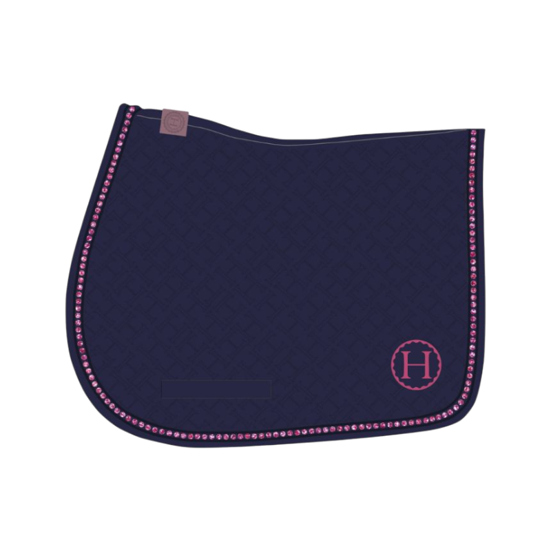 Harcour - Tapis de selle Saphir Octobre Rose marine/ rose
