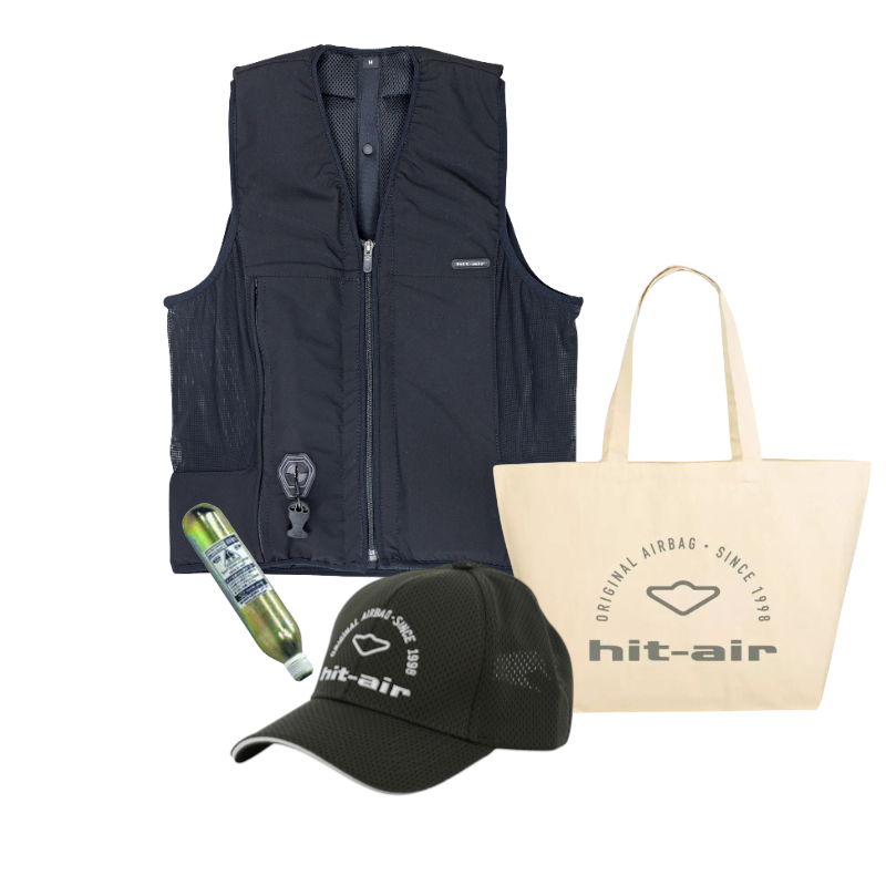 Hit Air - Pack gilet airbag Airflex noir + tote bag + cartouche + casquette