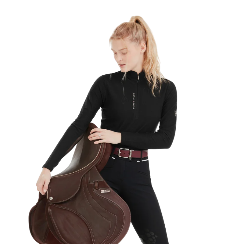 Haut D'équitation Manches Longues Pour Femme - Noir Moyen - Marque Sarm Hippique - Occasion En Bon état