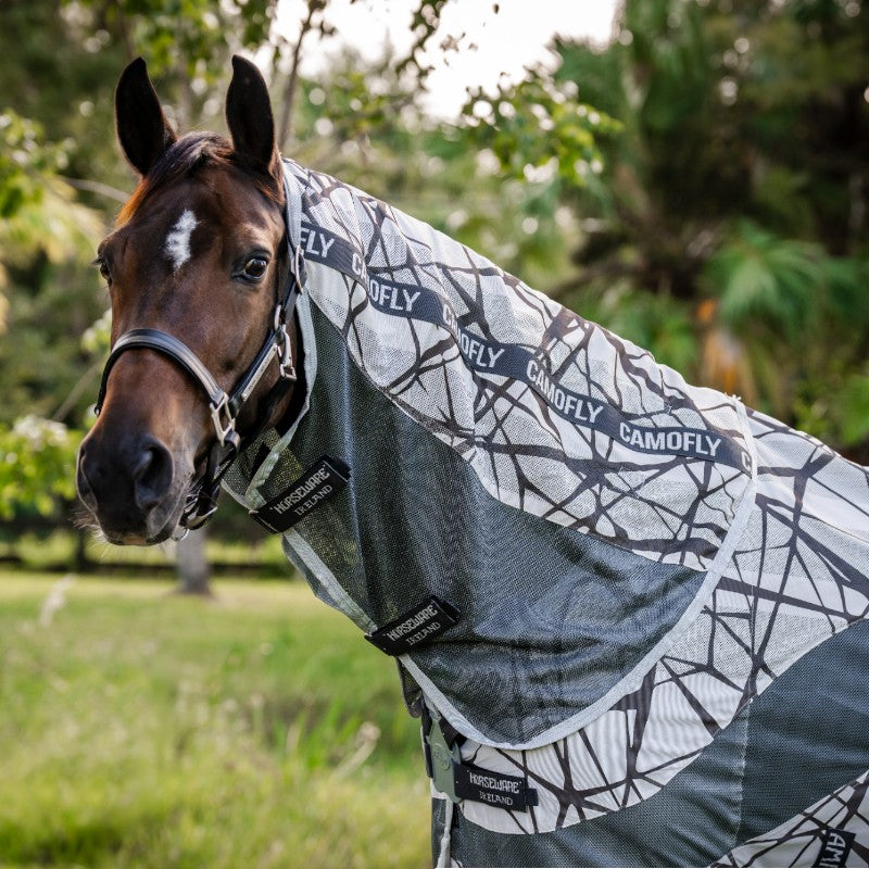 Horseware - Couverture anti-mouches Amigo CamoFly Plus print/ gris