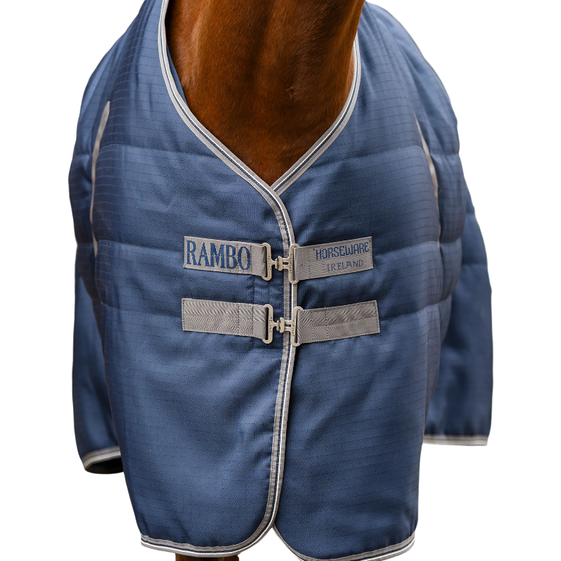 Horseware - Couverture de box Rambo marine/ thunderstorm grey/ argent 100g