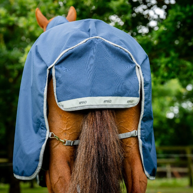 Horseware - Couverture d'extérieur Amigo Bravo 12 Plus Turnout marine/ titanium grey/ argent 400g | - Ohlala