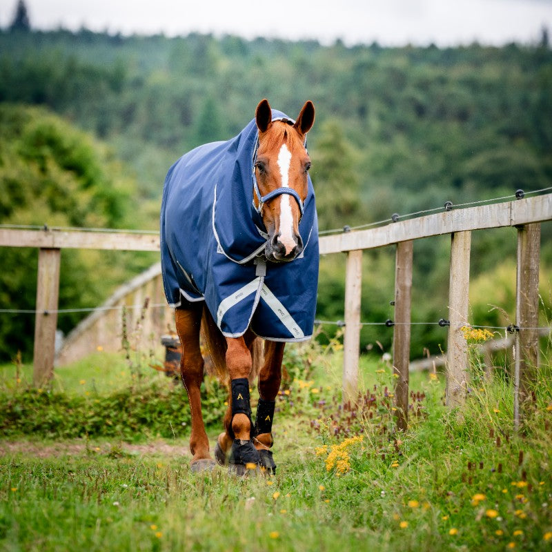 Horseware - Couverture d'extérieur Amigo Bravo 12 Plus Turnout marine/ titanium grey/ argent 400g | - Ohlala