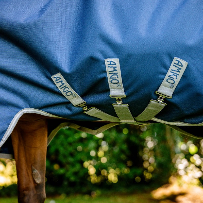 Horseware - Couverture d'extérieur Amigo Bravo 12 Wug marine/ titanium grey/ argent 400g | - Ohlala