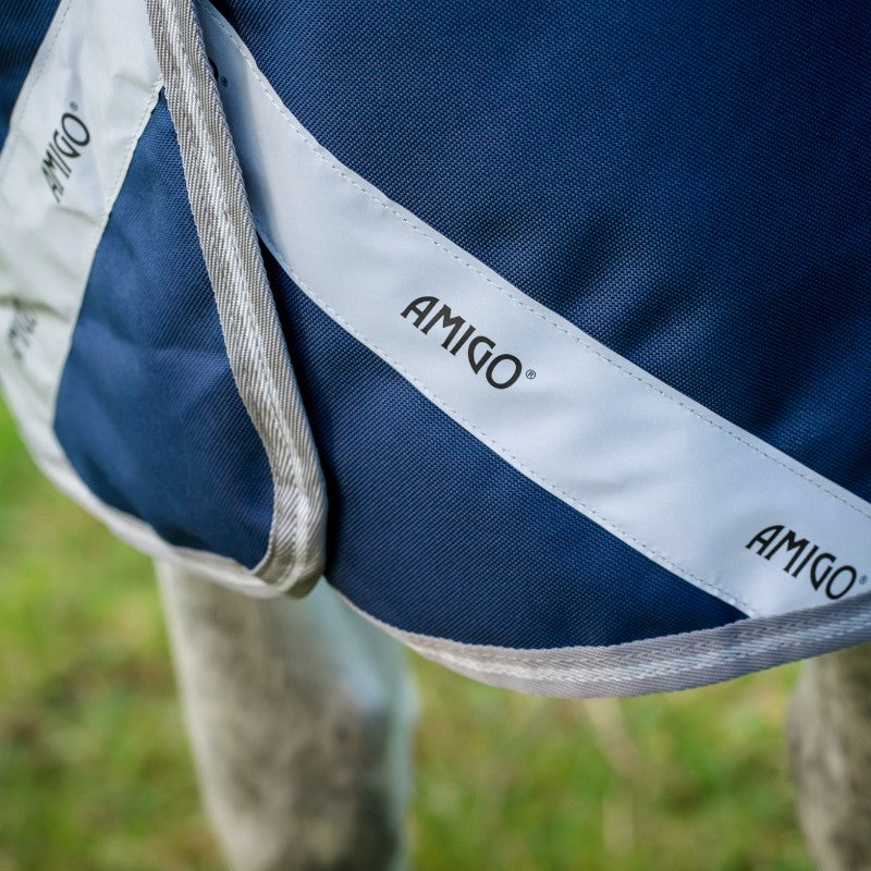 Horseware - Couverture d'extérieur Amigo FieldSafe Plus Turnout marine/ titanium grey/ argent 250g