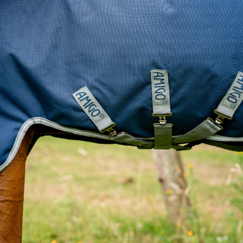 Horseware - Couverture d'extérieur Amigo Turnout marine/ titanium grey/ argent 50g | - Ohlala