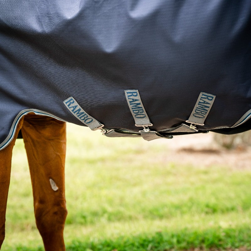 Horseware - Couverture d'extérieur Rambo Duo Ripstop Plus Turnout Bundle marine/ gris thunderstorm/ argent (100g + 100g+ 200g) 400g | - Ohlala