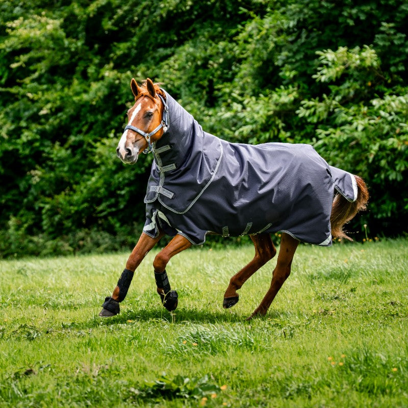 Horseware - Couverture d'extérieur Rambo Duo Ripstop Plus Turnout Bundle marine/ gris thunderstorm/ argent (100g + 100g+ 200g) 400g | - Ohlala