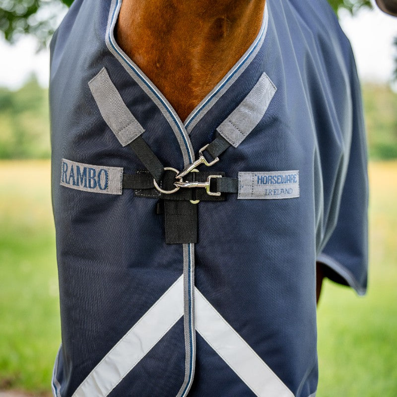 Horseware - Couverture d'extérieur Rambo Supreme Turnout Plus marine/ thunderstorm grey/ silver 50g