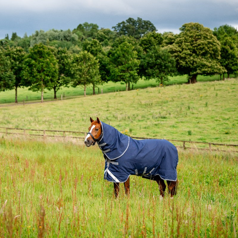 Horseware - Couverture d'extérieur Rhino Plus Turnout marine/ titanium grey/ classic blue 450g | - Ohlala