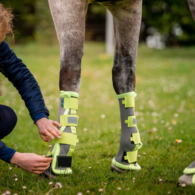 Horseware - Guêtres anti-mouches Flyboot silver/ lime (x4) | - Ohlala