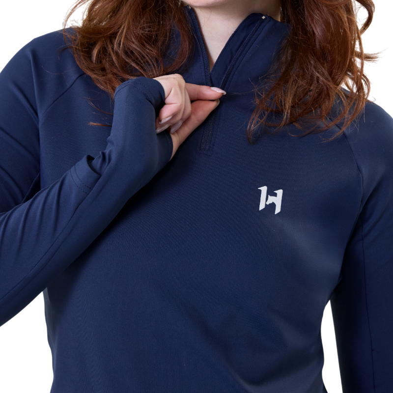 Horseware - Sweat manches longues femme Strive Winter 1/4 Zip marine | - Ohlala