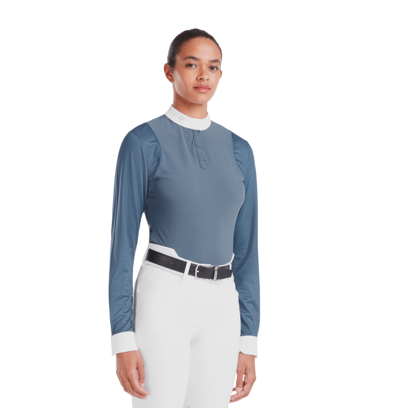 Horse Pilot - Chemise de concours manches longues femme Aerolight vintage indigo | - Ohlala