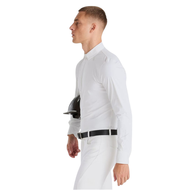Horse Pilot - Heren wedstrijdpolo lange mouwen Aeris wit | - Ohlala