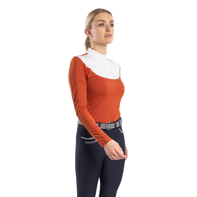 Harcour - Polo de concours manches longues femme Pannie terracotta | - Ohlala