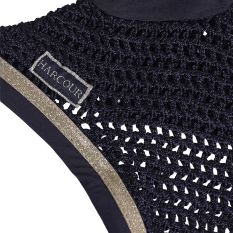 Harcour - Bonnet pour chevaux Fredy marine/ light gold | - Ohlala