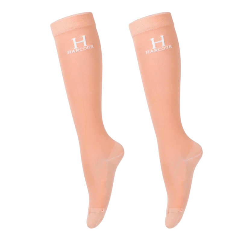 Harcour - Chaussettes d'équitation Badminton abricot | - Ohlala