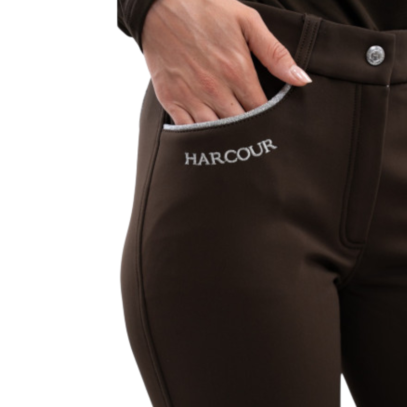 Harcour - Pantalon d'équitation polaire femme Jaipur cacao