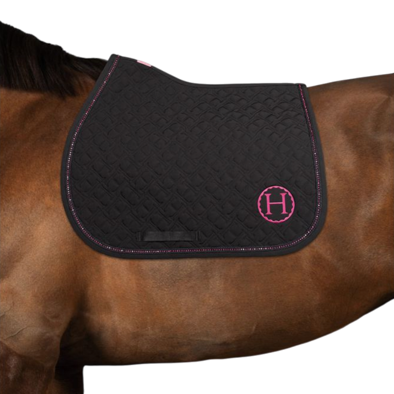 Harcour - Tapis de selle Saphir Octobre Rose noir/ rose