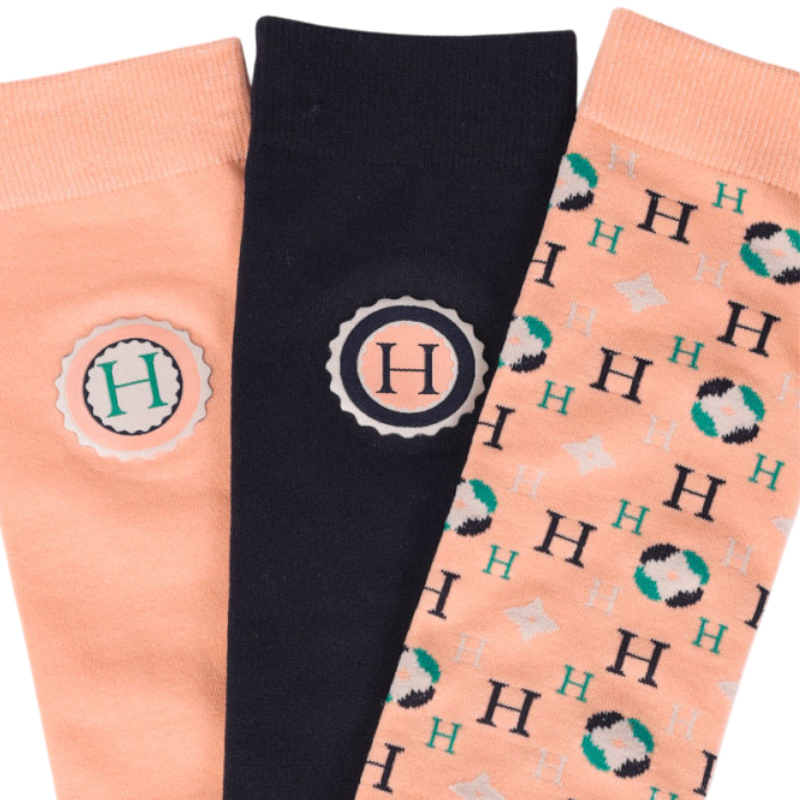 Harcour - Chaussettes d'équitation Santia abricot (x3)