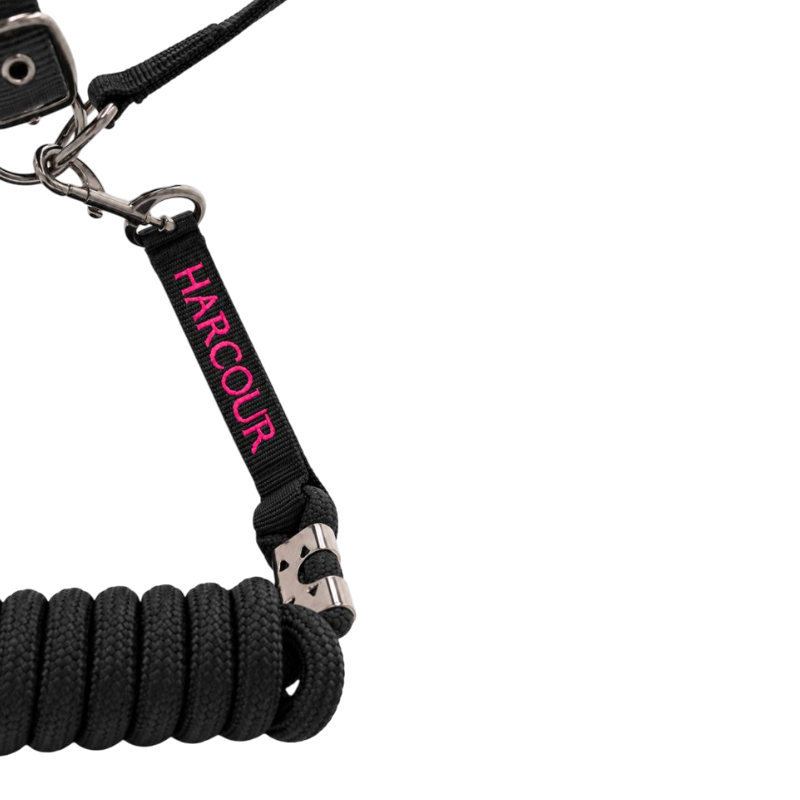 Harcour - Licol et longe Amour Octobre Rose noir/ rose