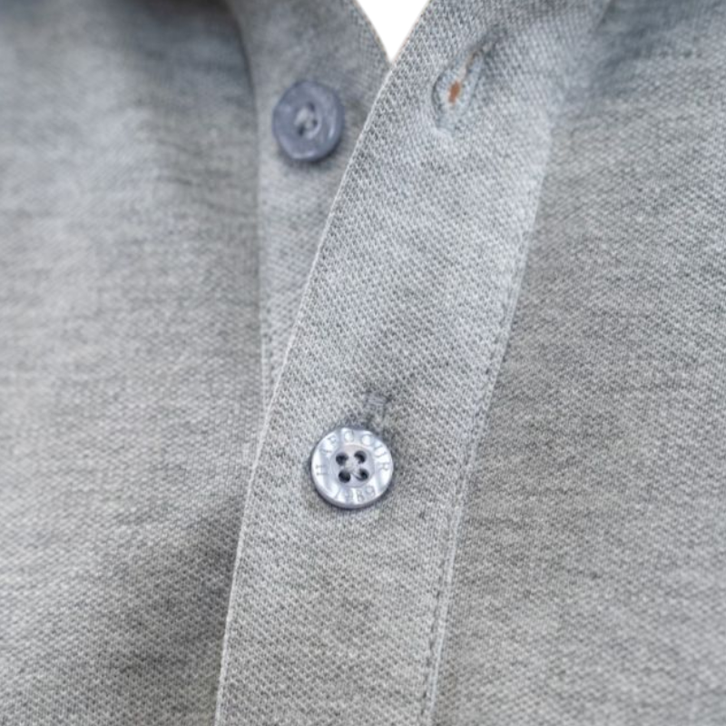 Harcour - Polo manches longues homme Malik gris chiné