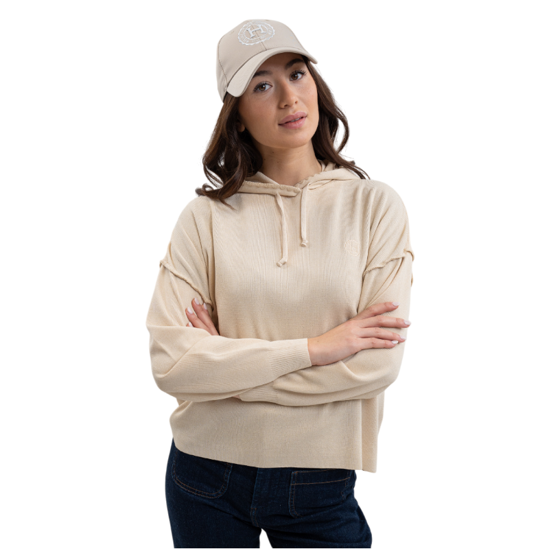 Harcour - Sweat à capuche manches longues femme Plume lin