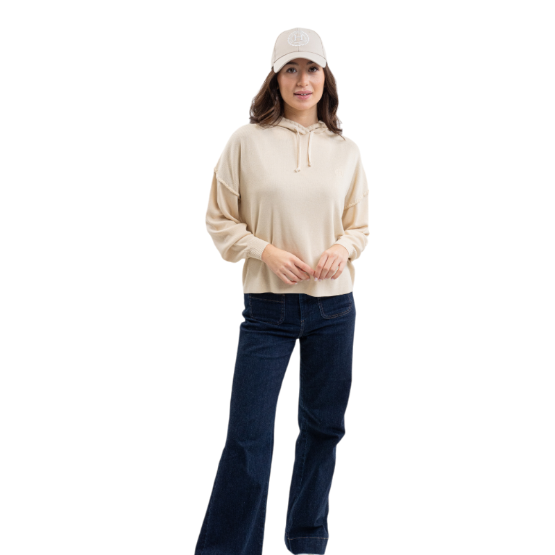 Harcour - Sweat à capuche manches longues femme Plume lin