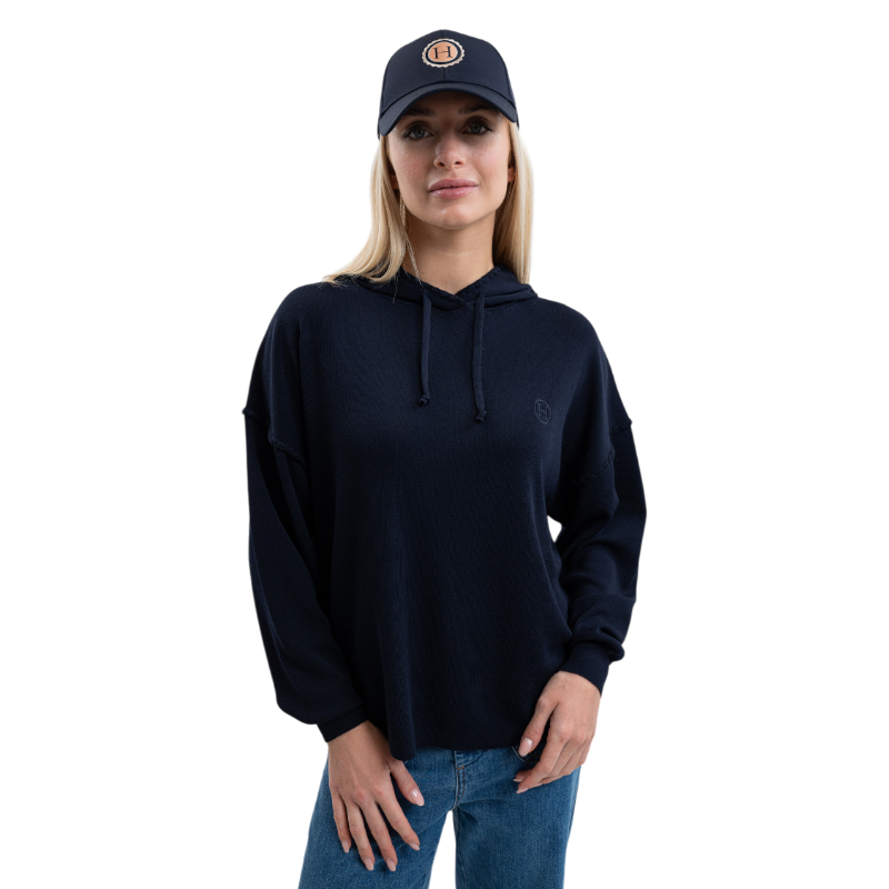 Harcour - Sweat à capuche manches longues femme Plume marine