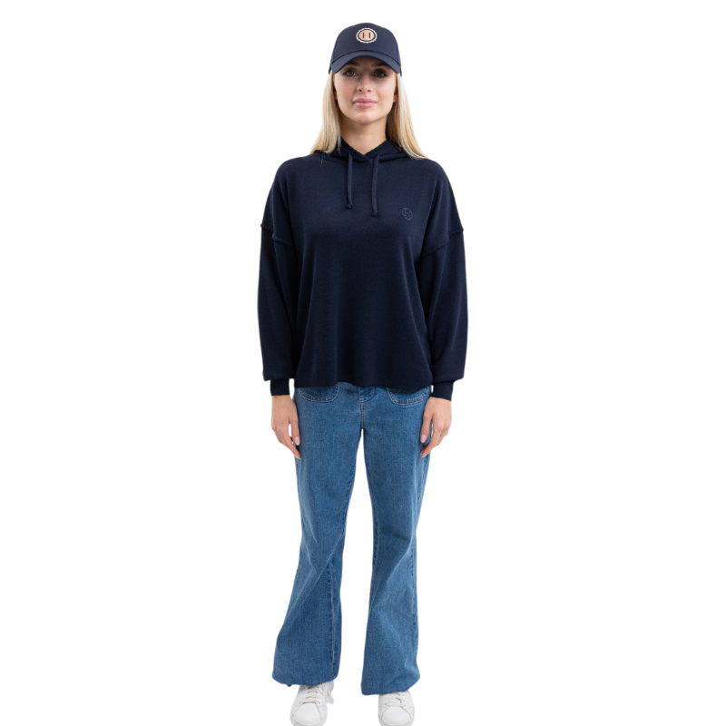 Harcour - Sweat à capuche manches longues femme Plume marine