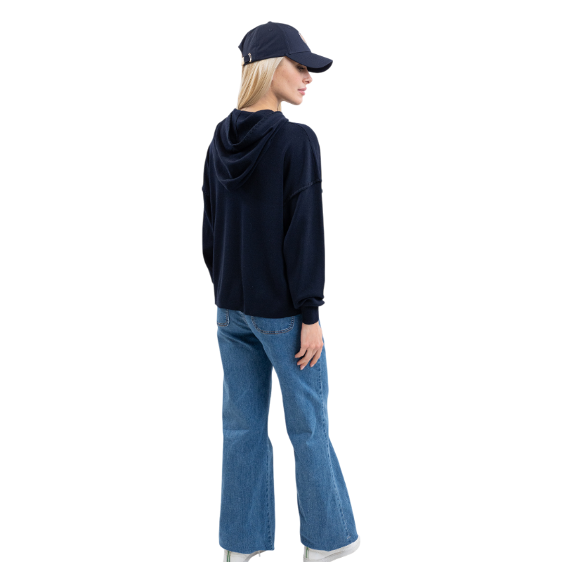 Harcour - Sweat à capuche manches longues femme Plume marine