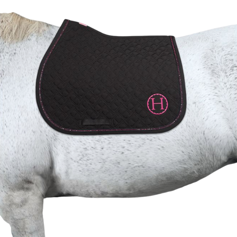 Harcour - Tapis de selle Saphir Octobre Rose noir/ rose