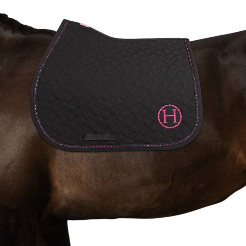 Harcour - Tapis de selle Saphir Octobre Rose noir/ rose