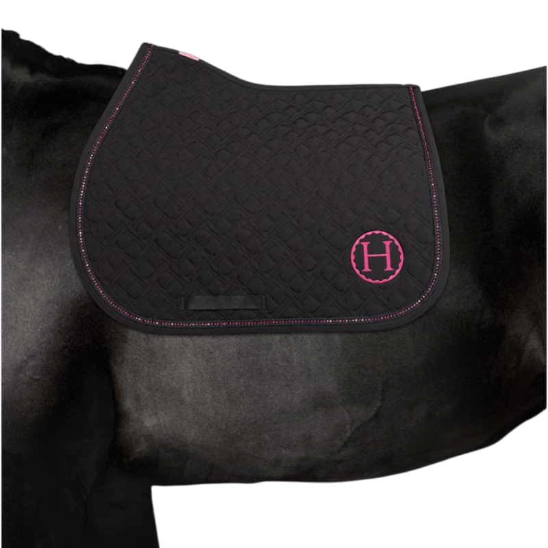 Harcour - Tapis de selle Saphir Octobre Rose noir/ rose