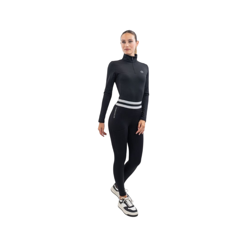 Harcour - Legging d'équitation femme Volta noir/ gris clair