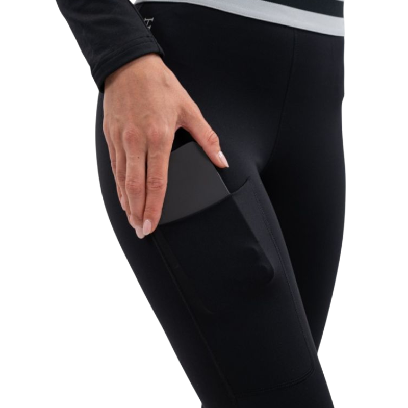 Harcour - Legging d'équitation femme Volta noir/ gris clair