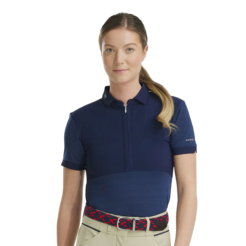 Polo d'équitation femme Aeromesh marine Horse Pilot | OHLALA
