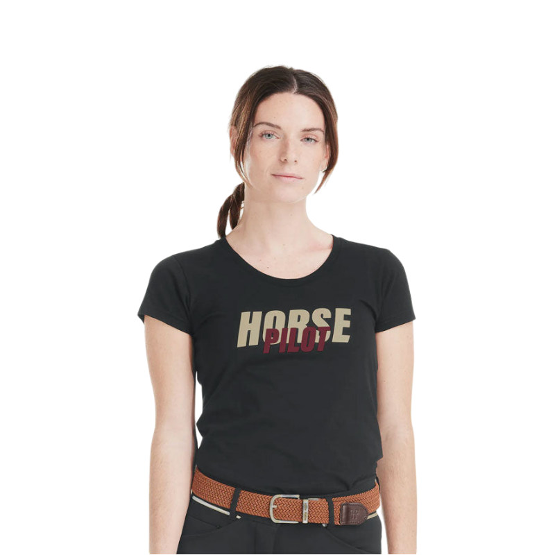 Horse Pilot - T-shirt manches courtes femme Team shirt black | - Ohlala