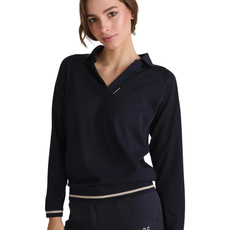 Horse Pilot - Lange mouw damespolo Merinos dark night