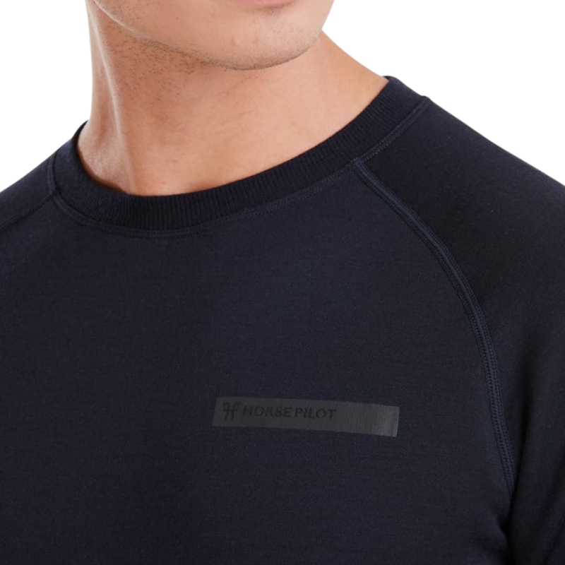 Horse Pilot - Sweat manches longues homme Merinos dark night
