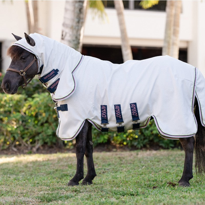 Horseware - Chemise anti-mouches Amigo Ripstop Petite Hoody argent/ lime/ marine/ rose