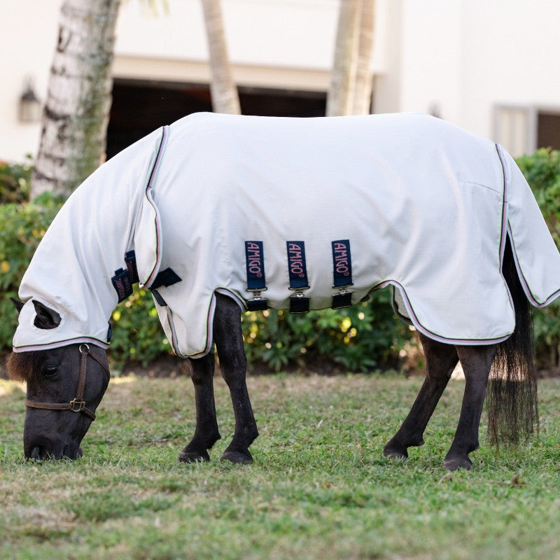 Horseware - Chemise anti-mouches Amigo Ripstop Petite Hoody argent/ lime/ marine/ rose